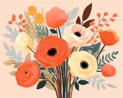 Elegant Anemone Bouquet – Paint by Numbers Kit
