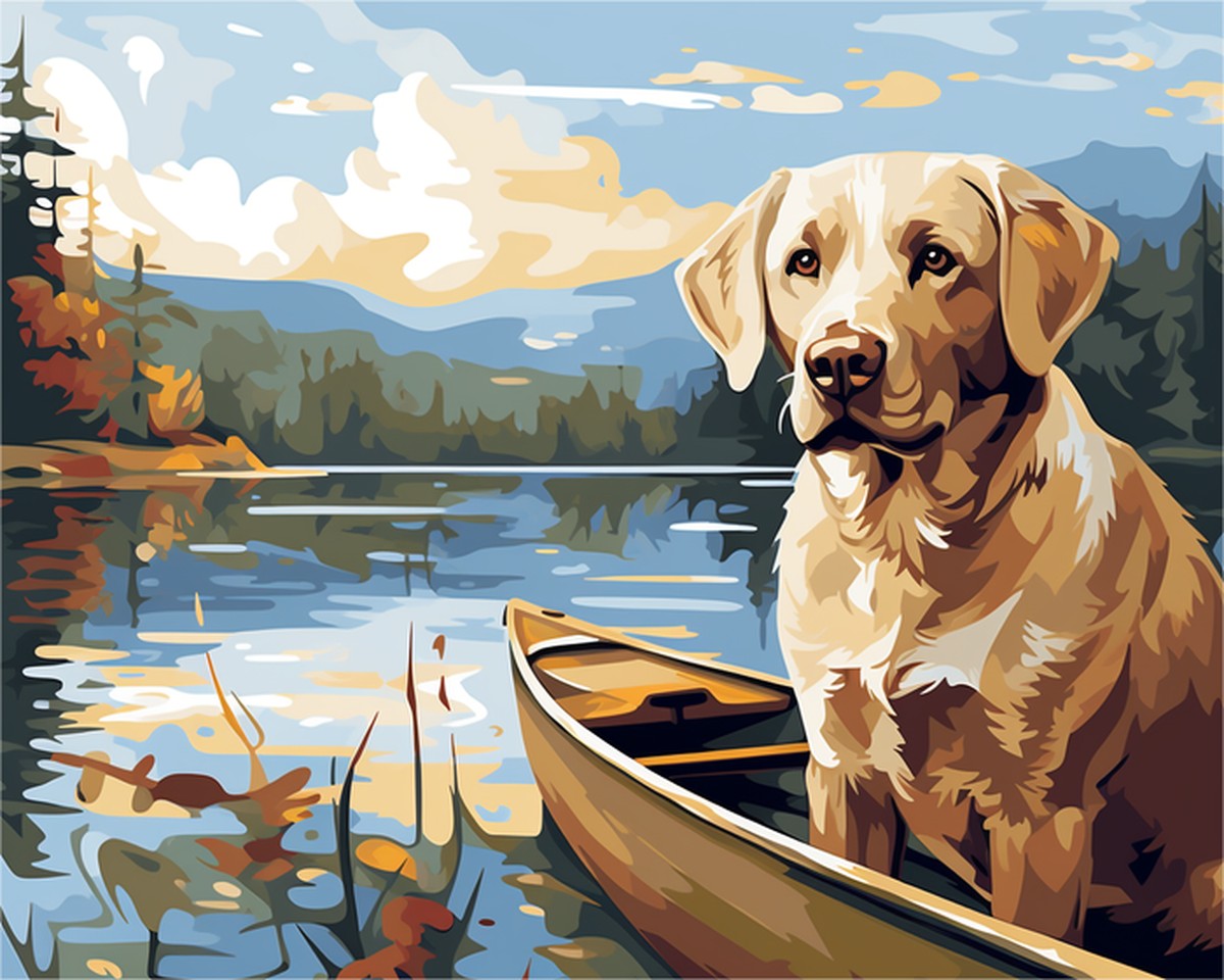 Lakeside Labrador Canoe – Paint by Numbers Kit