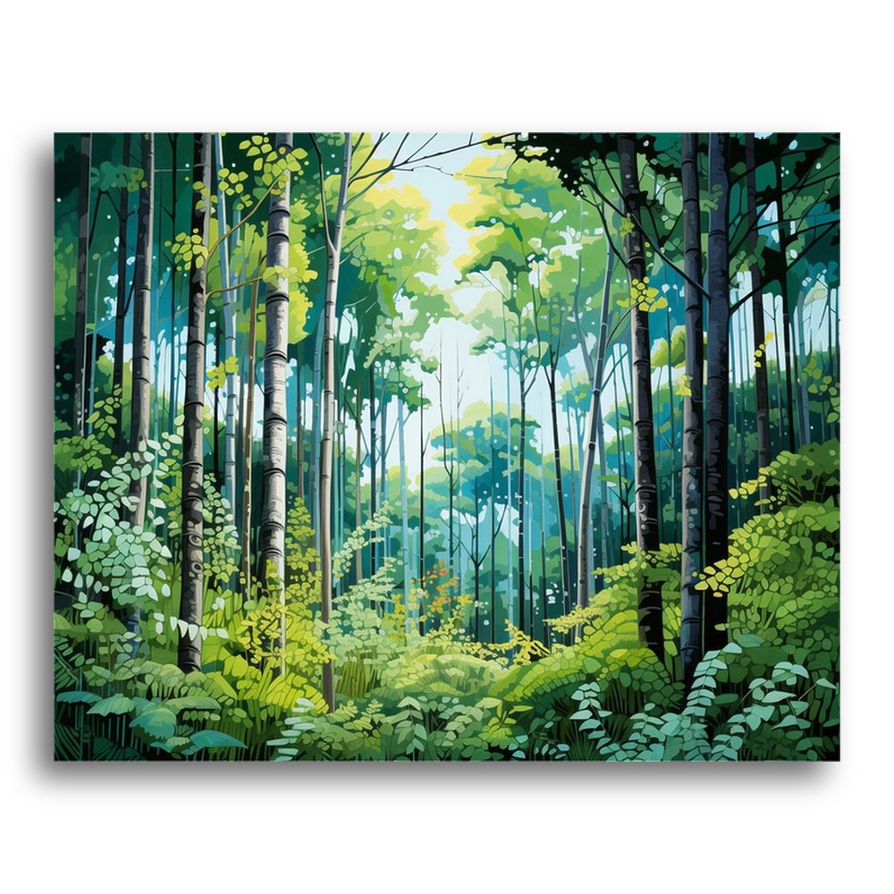 Sunlit Birch Forest – Paint by Numbers Kit