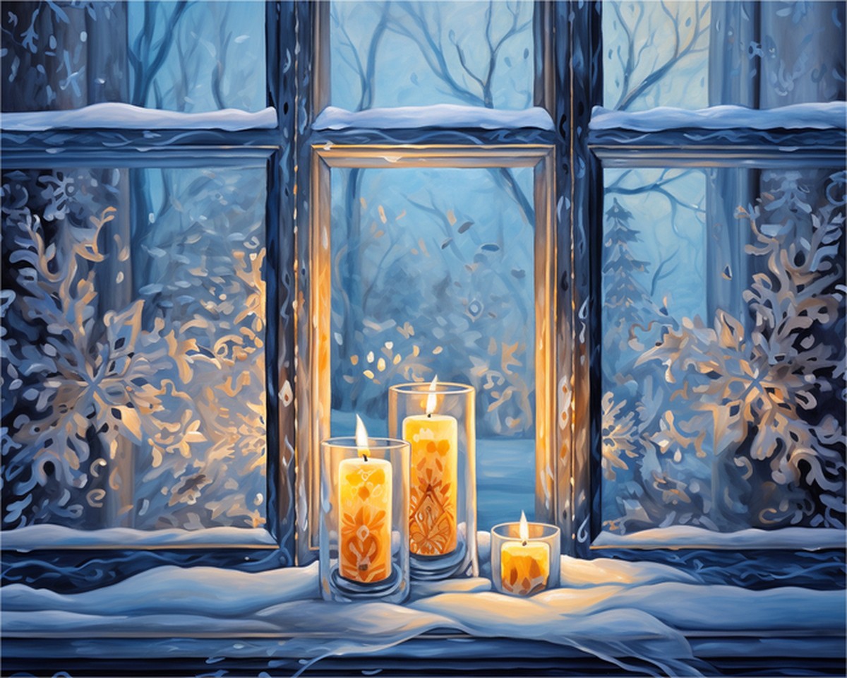 Winter Candle Glow – Paint by Numbers Kit