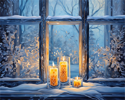Winter Candle Glow – Paint by Numbers Kit