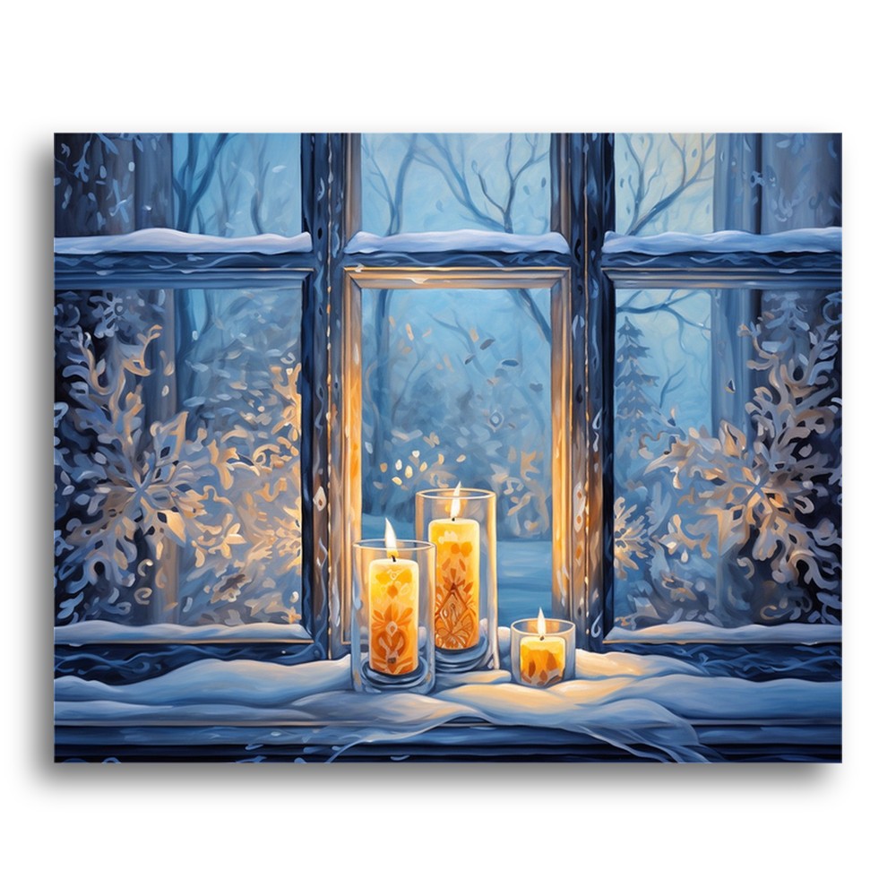 Winter Candle Glow – Paint by Numbers Kit