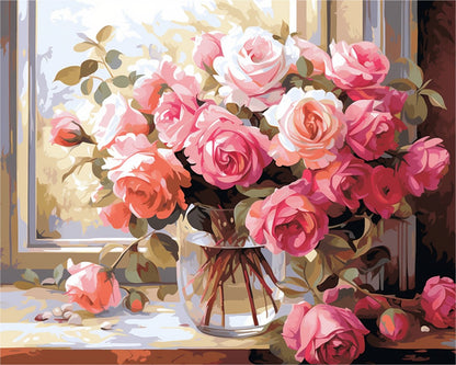 Elegant Pink Roses – Paint by Numbers Kit