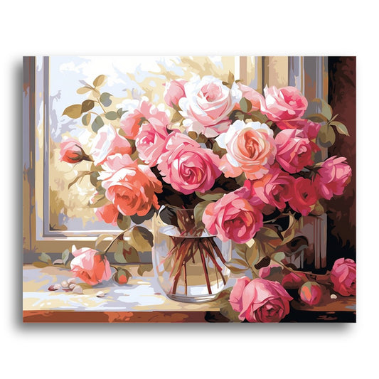 Elegant Pink Roses – Paint by Numbers Kit