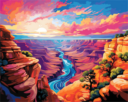 Sunset Canyon River – Paint by Numbers Kit