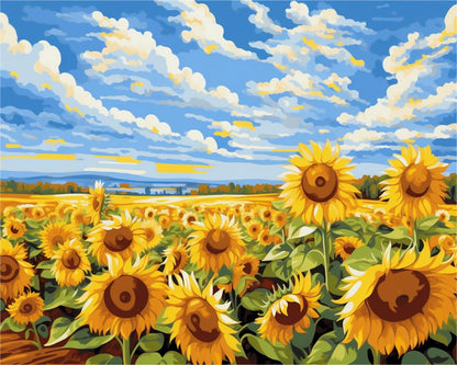 Golden Sunflower Field – Paint by Numbers Kit