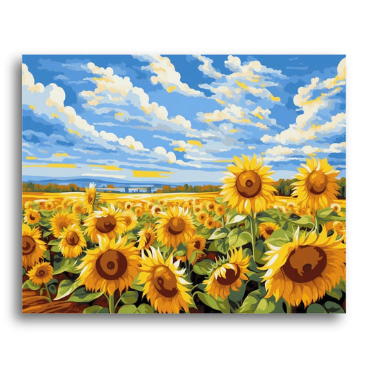Golden Sunflower Field – Paint by Numbers Kit