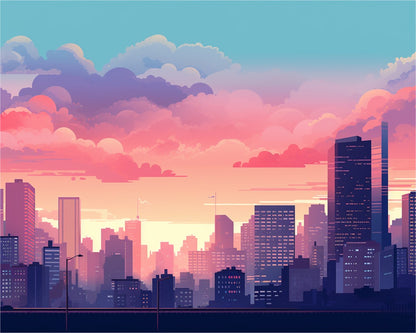 Sunset City Skyline – Paint by Numbers Kit