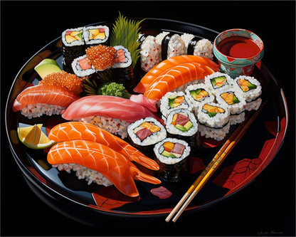 Elegant Sushi Platter – Paint by Numbers Kit