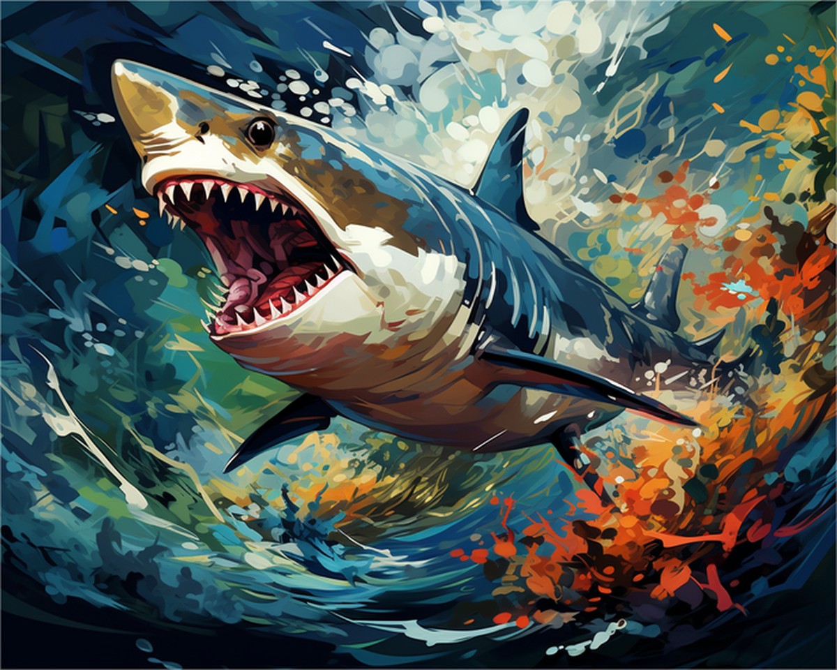 Fierce Ocean Shark – Paint by Numbers Kit