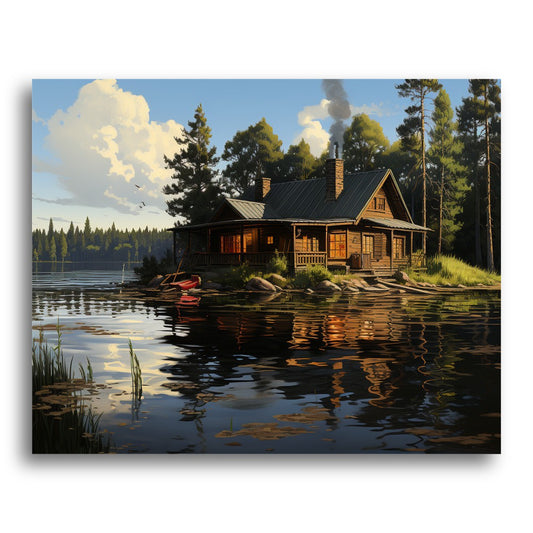 Lakeside Cabin Retreat – Paint by Numbers Kit