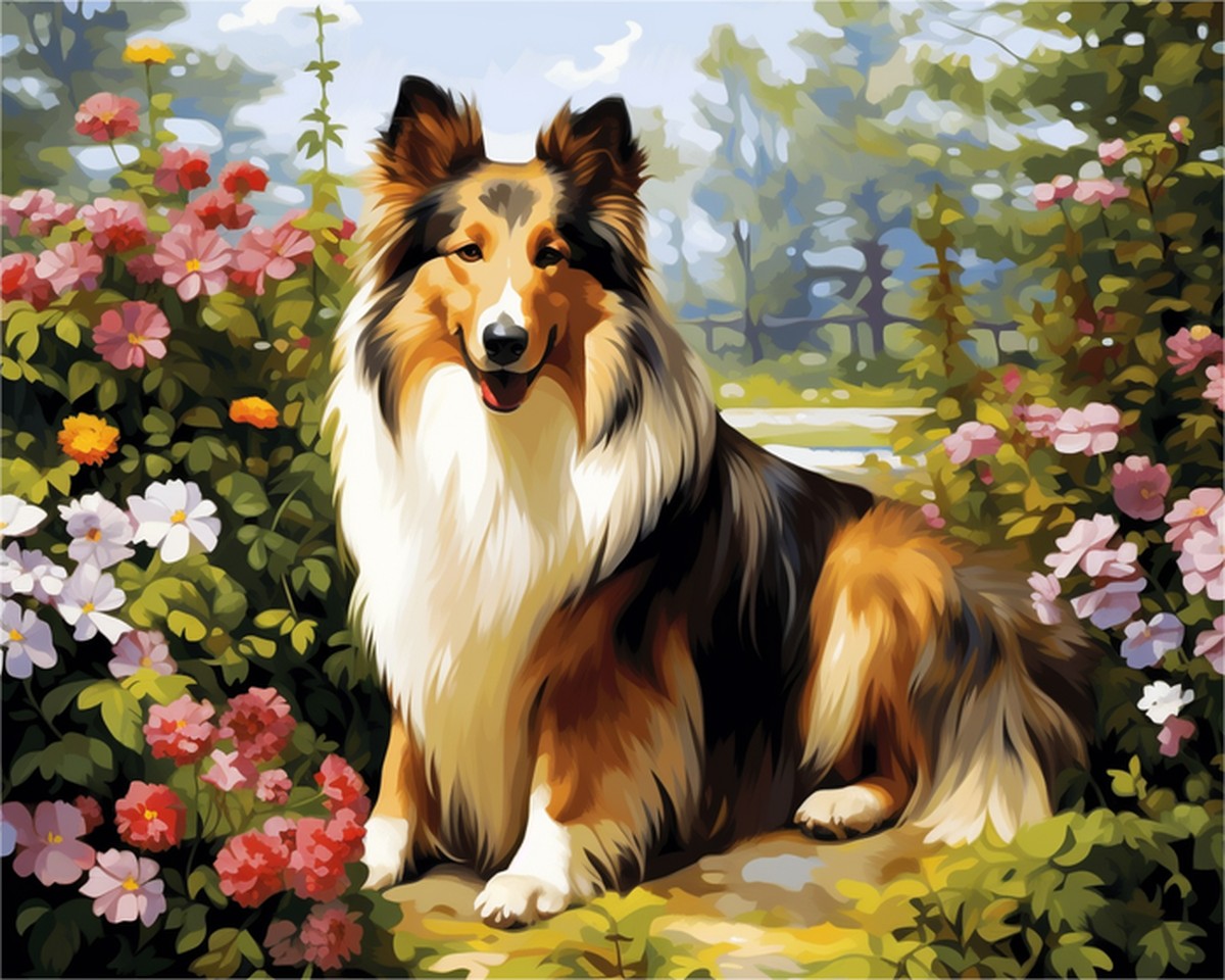 Garden Collie Portrait – Paint by Numbers Kit
