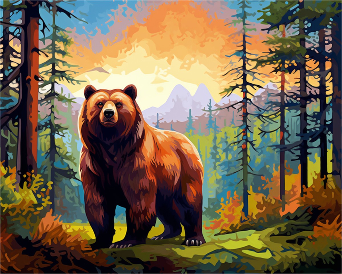 Majestic Forest Bear – Paint by Numbers Kit