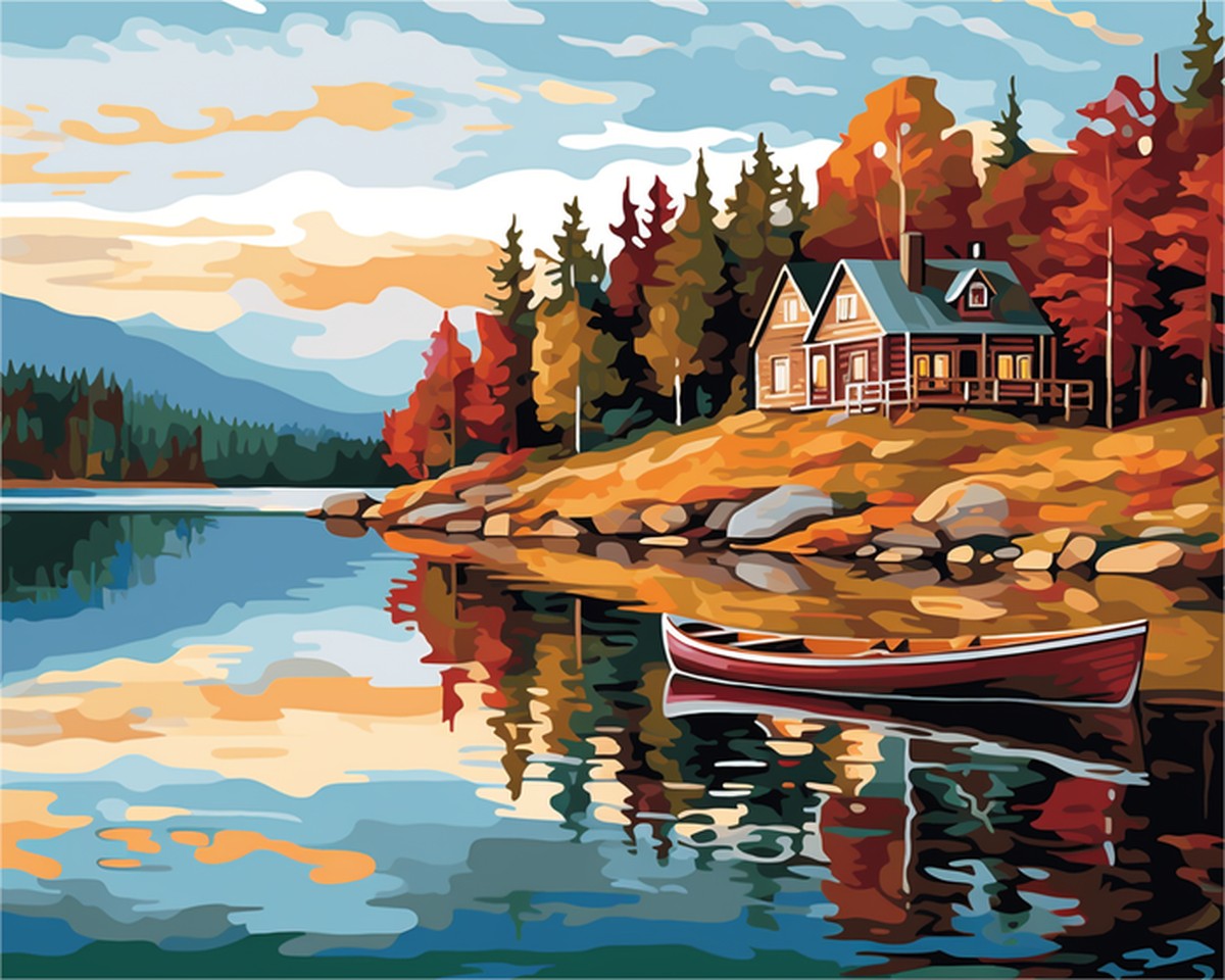Autumn Lake Canoe – Paint by Numbers Kit
