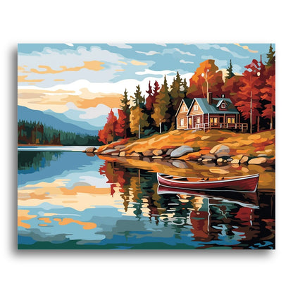 Autumn Lake Canoe – Paint by Numbers Kit