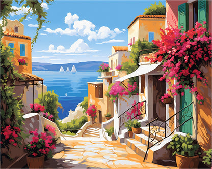 Mediterranean Coastal Village – Paint by Numbers Kit