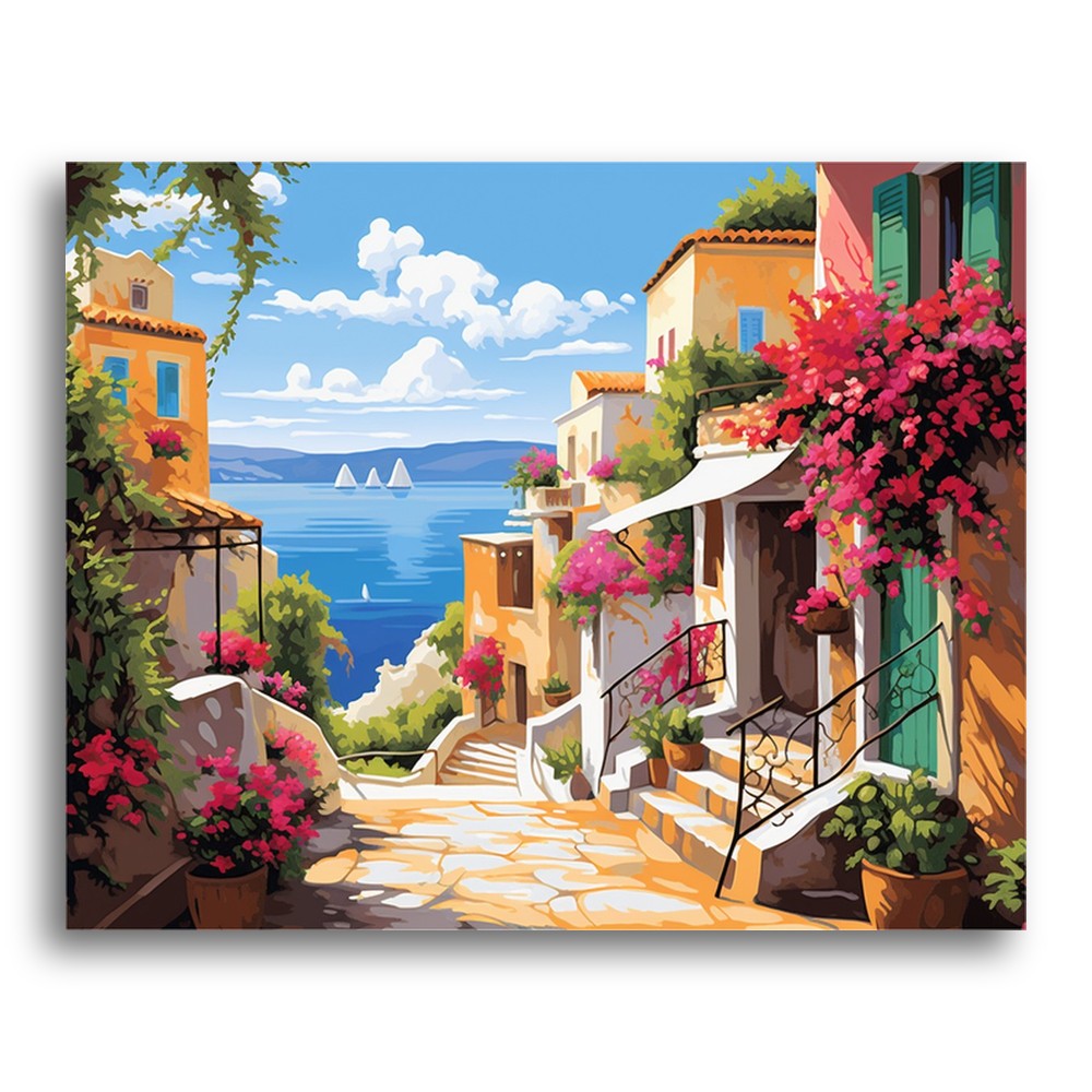 Mediterranean Coastal Village – Paint by Numbers Kit