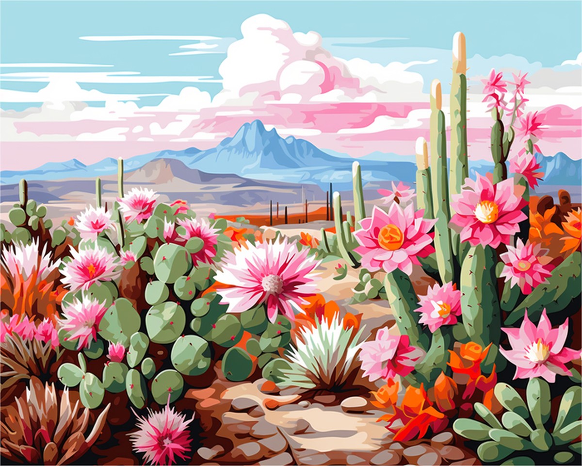 Desert Bloom Cactus – Paint by Numbers Kit