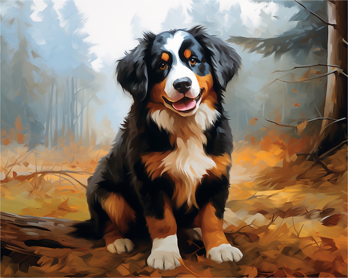 Autumn Bernese Mountain Dog – Paint by Numbers Kit