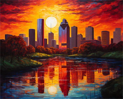 Sunset City Reflection – Paint by Numbers Kit