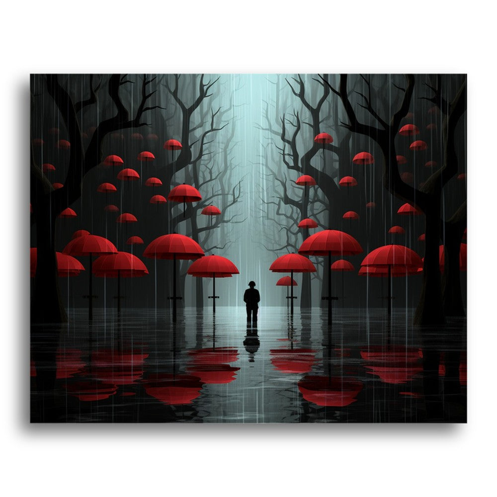 Red Umbrella Forest – Paint by Numbers Kit