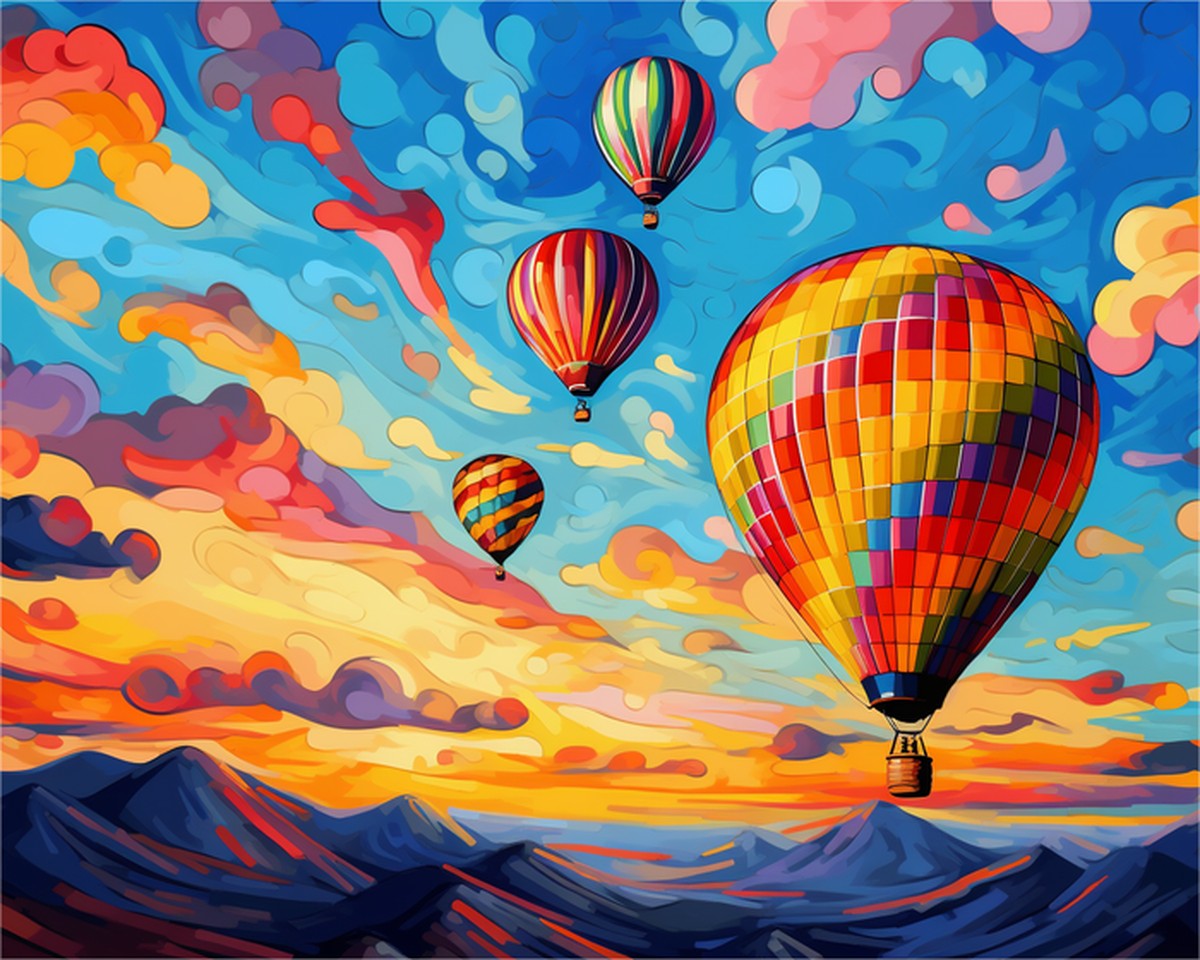 Sunset Hot Air Balloons – Paint by Numbers Kit