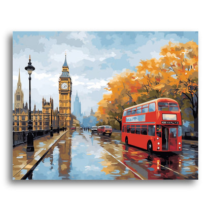 London Rainy Day Bus – Paint by Numbers Kit