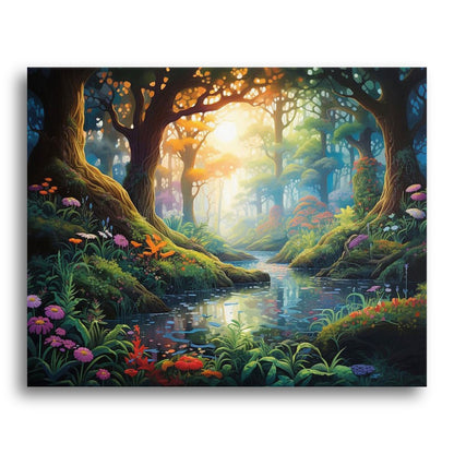 Sunlit Forest Stream – Paint by Numbers Kit
