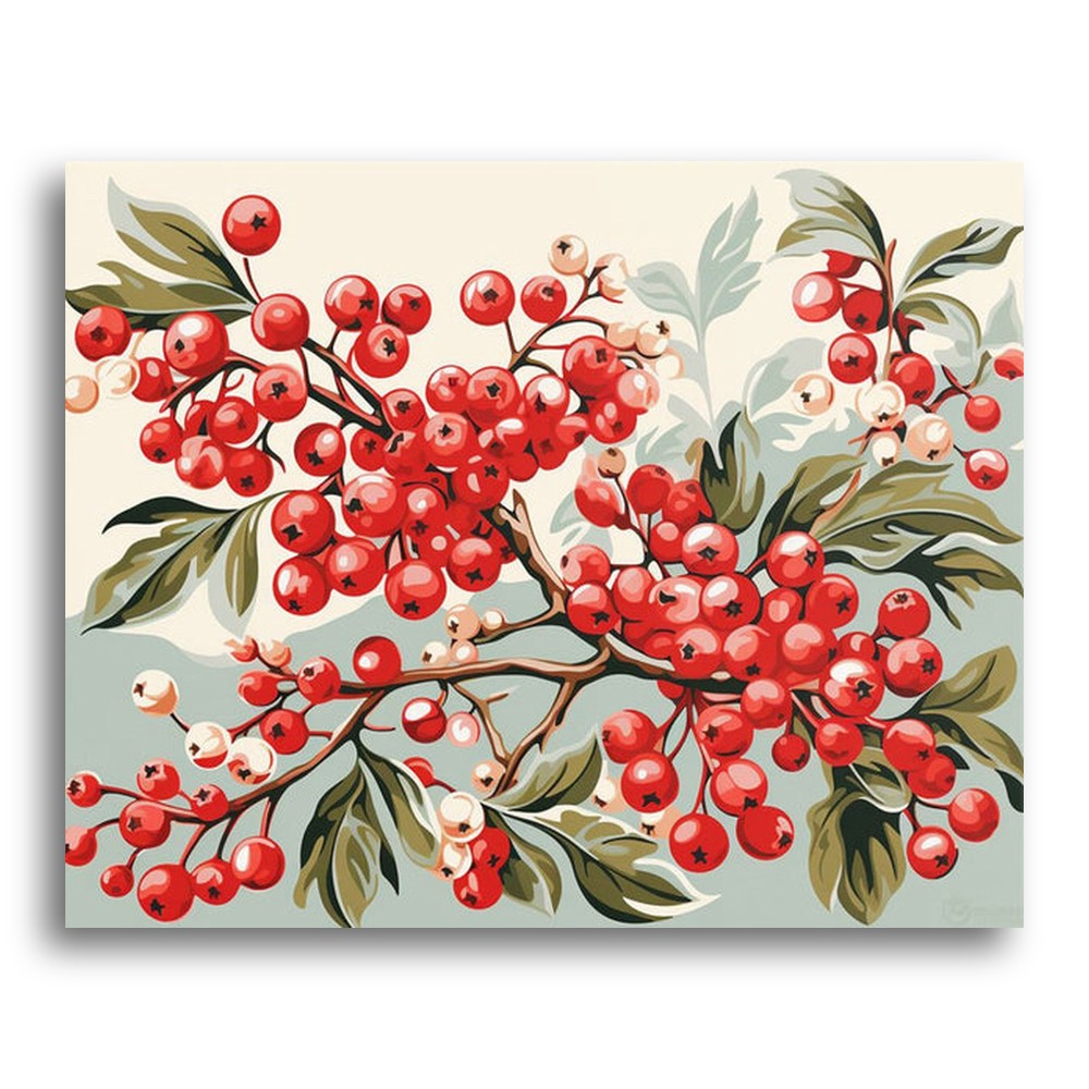 Red Berry Branch – Paint by Numbers Kit