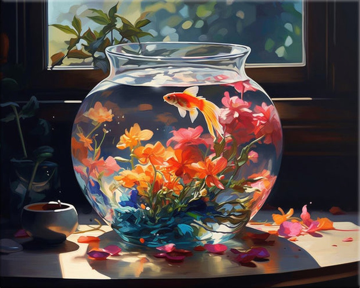 Golden Fish Bowl – Paint by Numbers Kit