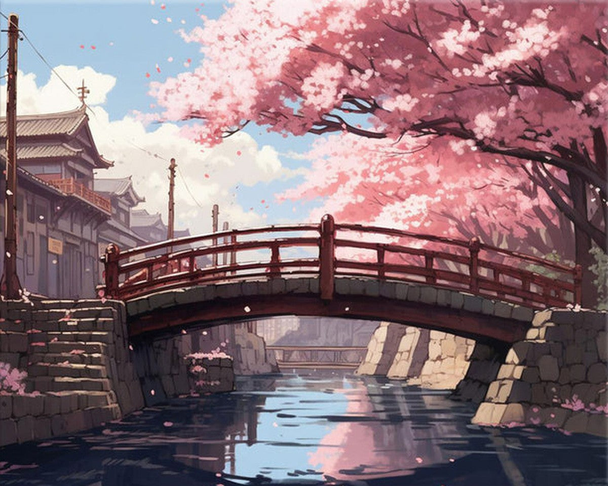 Cherry Blossom Bridge – Paint by Numbers Kit
