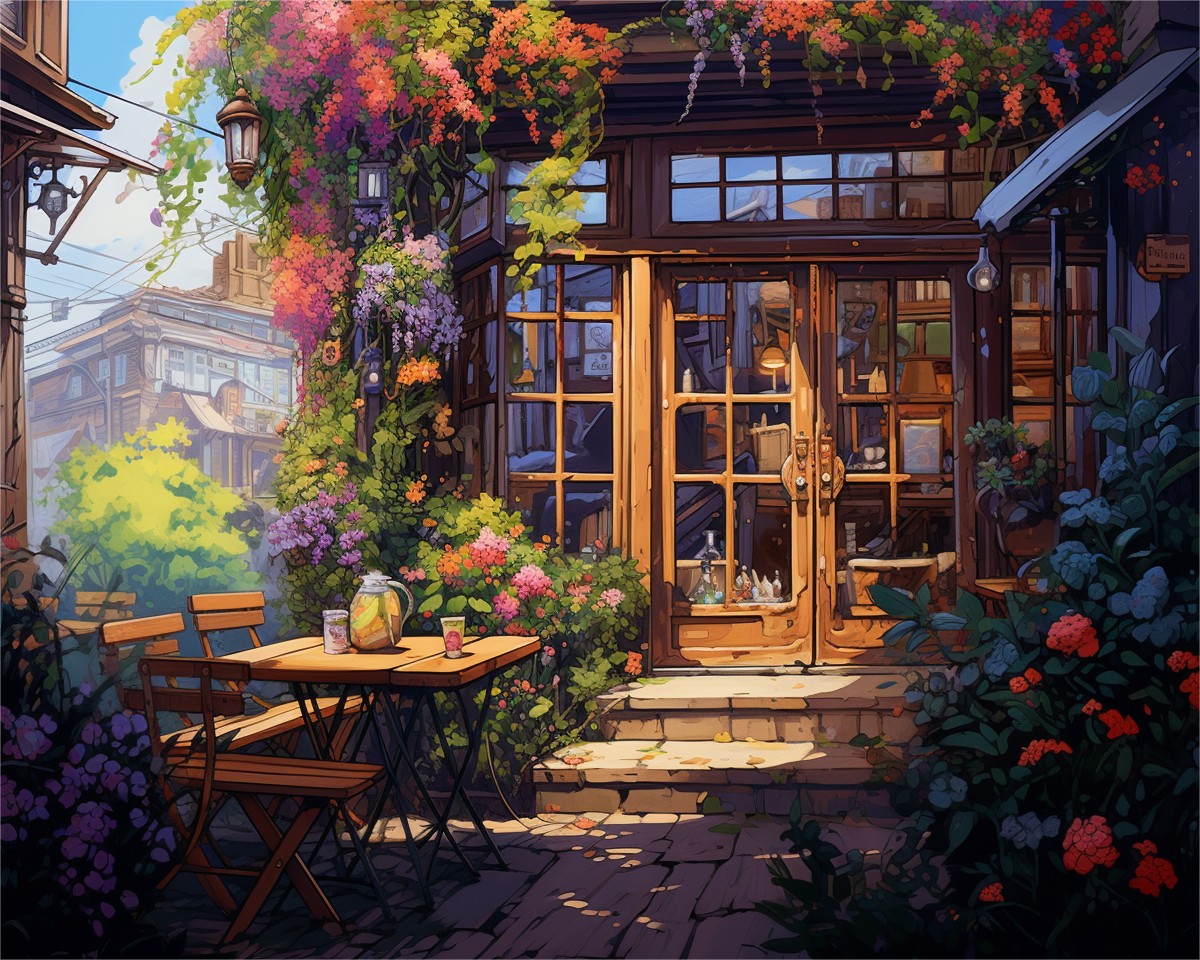 Cosy Café Garden – Paint by Numbers Kit