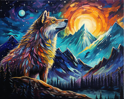 Radiant Mountain Wolf – Paint by Numbers Kit