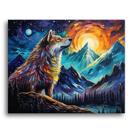 Radiant Mountain Wolf – Paint by Numbers Kit