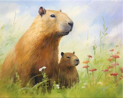 Gentle Capybara Meadow – Paint by Numbers Kit