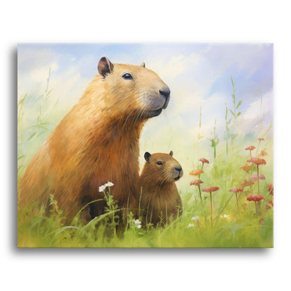 Gentle Capybara Meadow – Paint by Numbers Kit