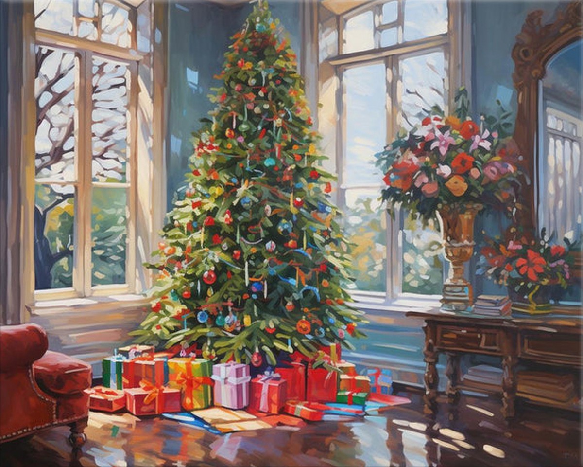 Sunlit Christmas Tree – Paint by Numbers Kit