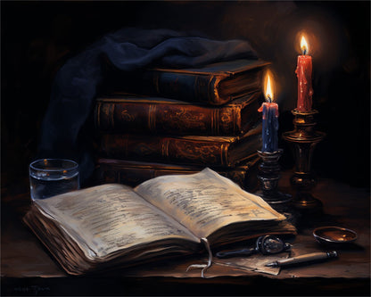Candlelit Vintage Books – Paint by Numbers Kit