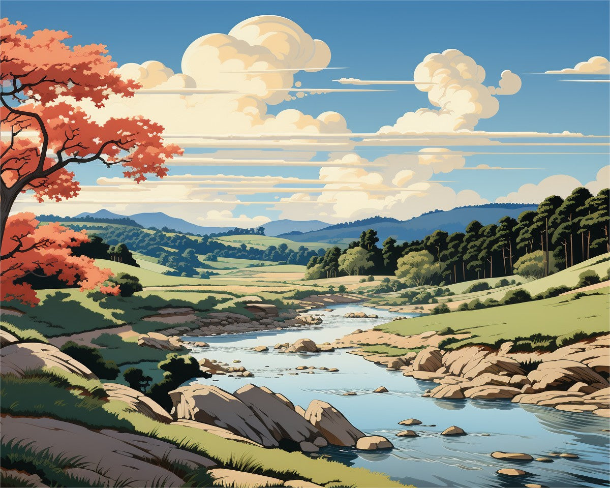 Tranquil River Valley – Paint by Numbers Kit