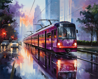 Urban Twilight Tram – Paint by Numbers Kit