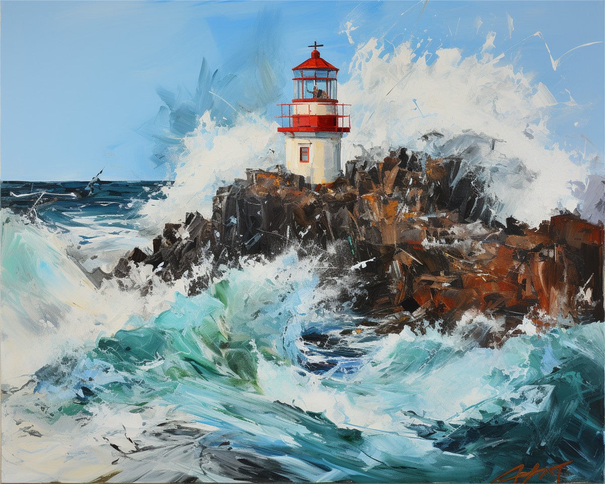 Crashing Waves Lighthouse – Paint by Numbers Kit
