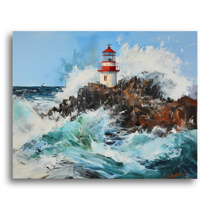 Crashing Waves Lighthouse – Paint by Numbers Kit