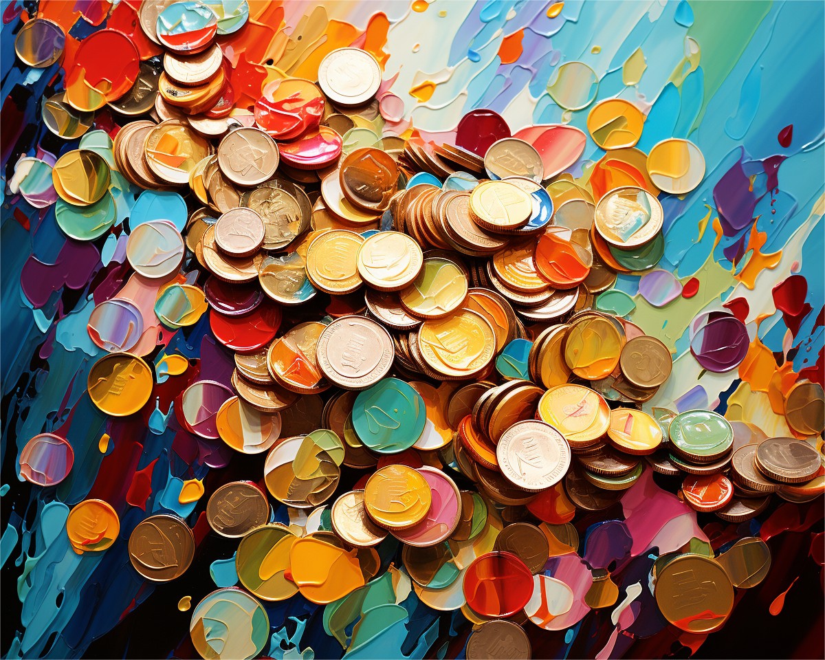 Colorful Coin Cascade – Paint by Numbers Kit