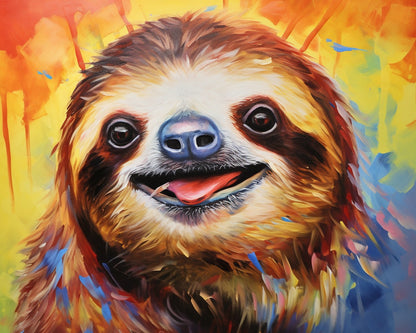 Joyful Sloth Portrait – Paint by Numbers Kit