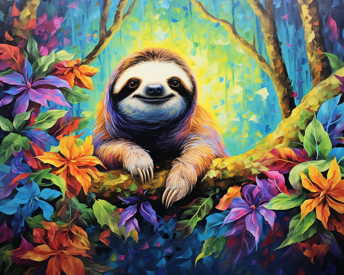 Radiant Sloth Haven – Paint by Numbers Kit