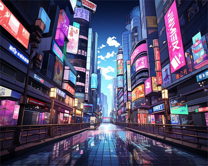 Neon Cityscape Reflection – Paint by Numbers Kit