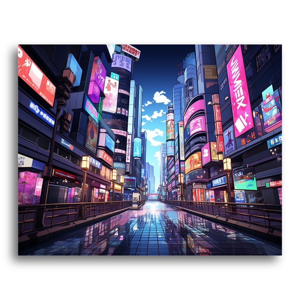 Neon Cityscape Reflection – Paint by Numbers Kit