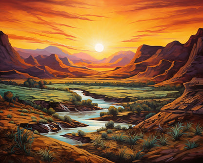 Sunset Canyon River – Paint by Numbers Kit