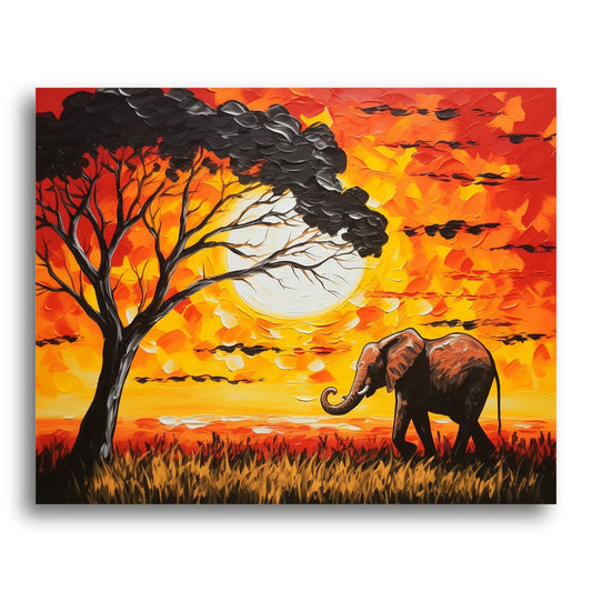 Sunset Elephant Silhouette – Paint by Numbers Kit