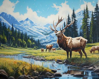 Majestic Elk Valley – Paint by Numbers Kit